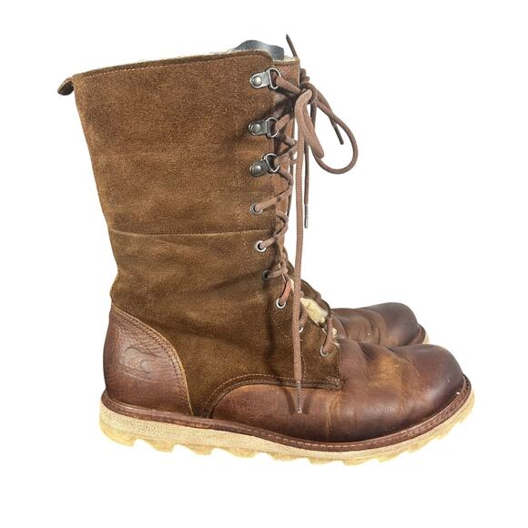 Sorel NL1784-200 Size 9 Brown Suede Leather Lace-Up Shearling Lined Winter Boots - Picture 1 of 9